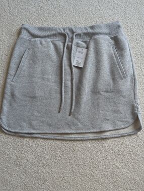 Nine West Dolphin Hem Heather Gray Drawstring Mini Skirt